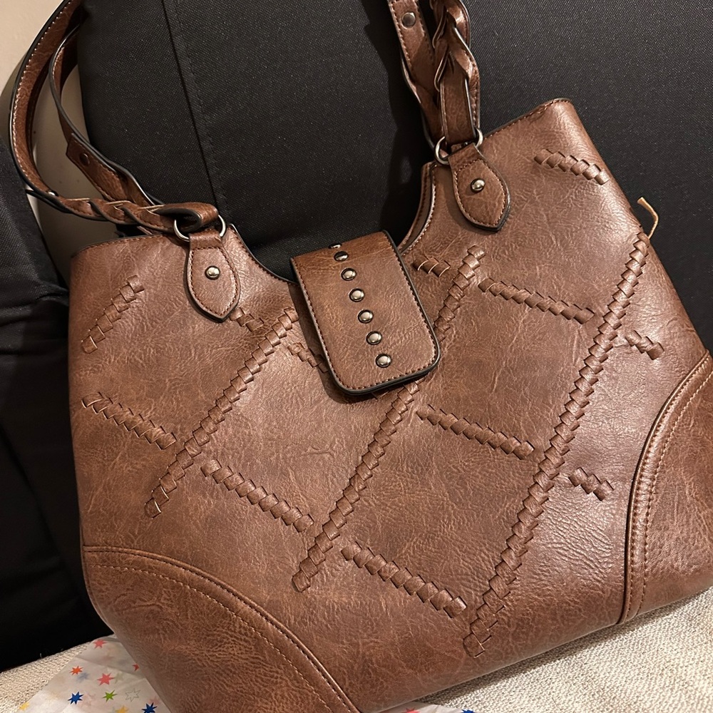 Sam & Hadley Brown faux Leather Tote Bag